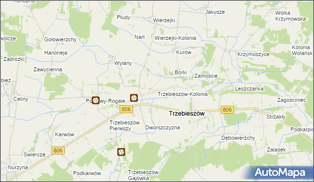 mapa Trzebieszów-Kolonia, Trzebieszów-Kolonia na mapie Targeo