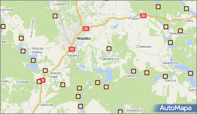 mapa Trzebieszyno, Trzebieszyno na mapie Targeo