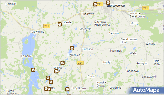 mapa Tuchlino, Tuchlino na mapie Targeo