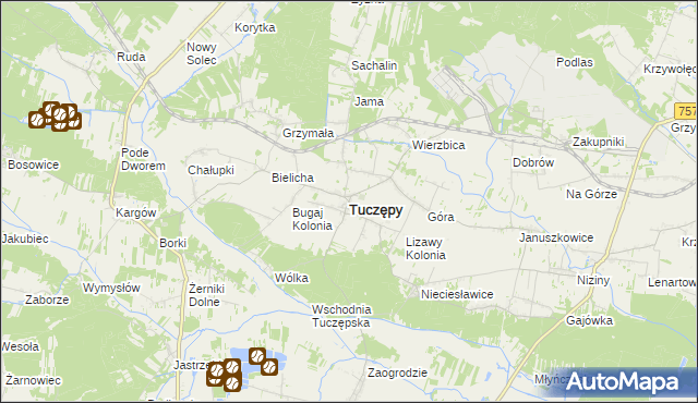 mapa Tuczępy powiat buski, Tuczępy powiat buski na mapie Targeo