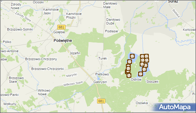 mapa Turek gmina Poświętne, Turek gmina Poświętne na mapie Targeo