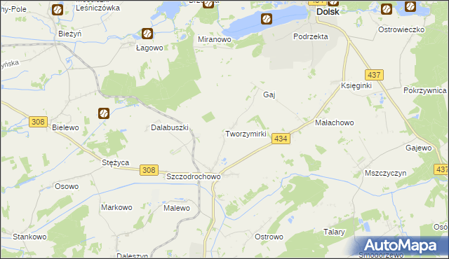 mapa Tworzymirki gmina Gostyń, Tworzymirki gmina Gostyń na mapie Targeo