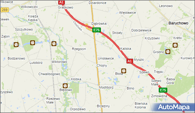 mapa Unisławice, Unisławice na mapie Targeo