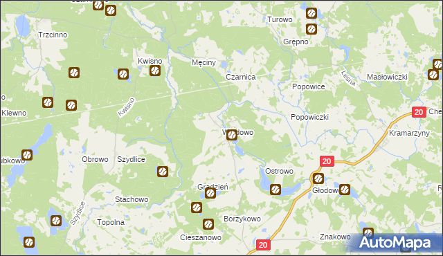 mapa Wałdowo gmina Miastko, Wałdowo gmina Miastko na mapie Targeo