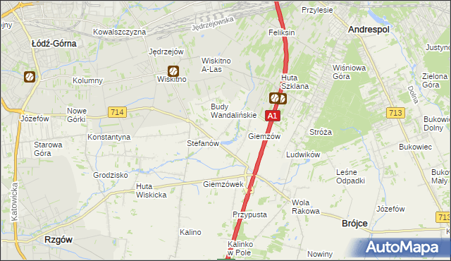 mapa Wandalin gmina Brójce, Wandalin gmina Brójce na mapie Targeo
