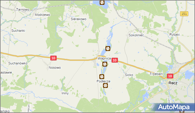 mapa Wapnica gmina Suchań, Wapnica gmina Suchań na mapie Targeo