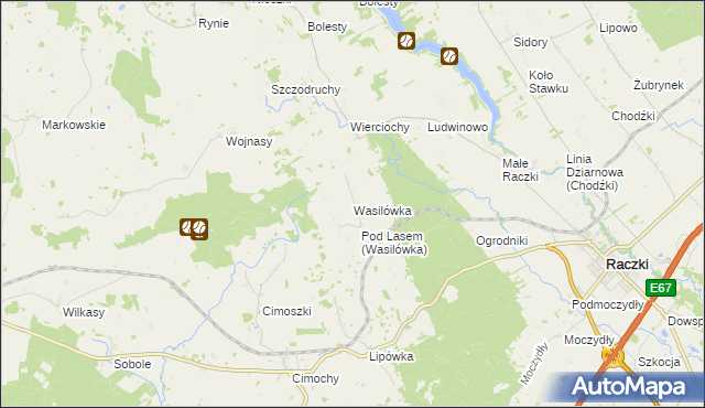 mapa Wasilówka gmina Raczki, Wasilówka gmina Raczki na mapie Targeo