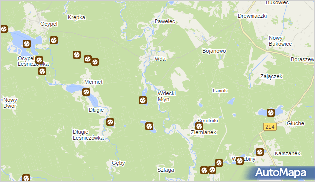 mapa Wdecki Młyn, Wdecki Młyn na mapie Targeo