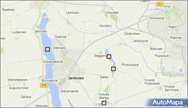 mapa Węgierce gmina Pakość, Węgierce gmina Pakość na mapie Targeo