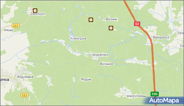 mapa Widzieńsko, Widzieńsko na mapie Targeo