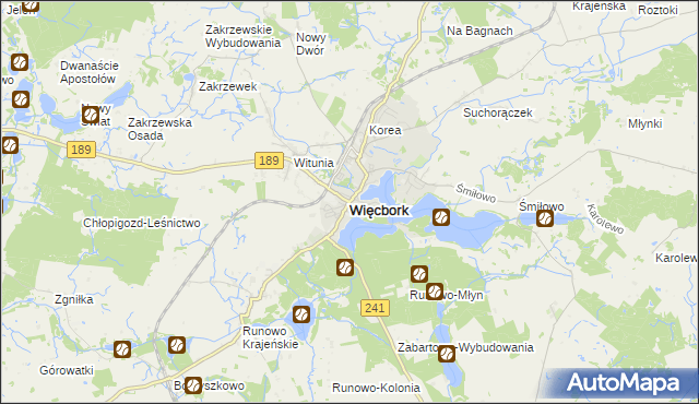 mapa Więcbork, Więcbork na mapie Targeo