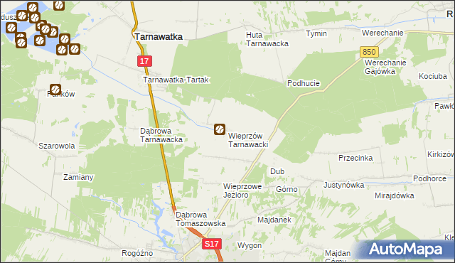 mapa Wieprzów Tarnawacki, Wieprzów Tarnawacki na mapie Targeo