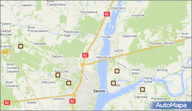 mapa Wierzbica gmina Serock, Wierzbica gmina Serock na mapie Targeo