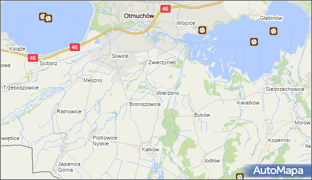 mapa Wierzbno gmina Otmuchów, Wierzbno gmina Otmuchów na mapie Targeo