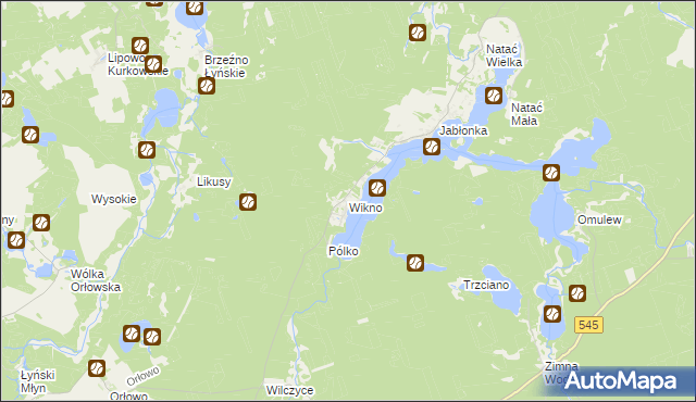 mapa Wikno gmina Nidzica, Wikno gmina Nidzica na mapie Targeo