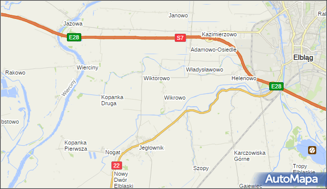 mapa Wikrowo gmina Gronowo Elbląskie, Wikrowo gmina Gronowo Elbląskie na mapie Targeo