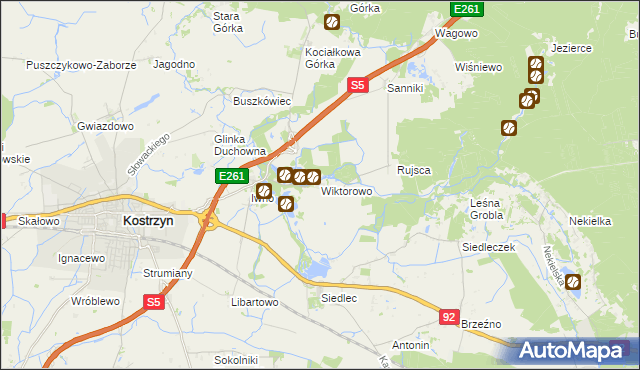 mapa Wiktorowo gmina Kostrzyn, Wiktorowo gmina Kostrzyn na mapie Targeo