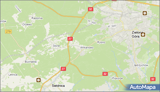 mapa Wilkanowo gmina Świdnica, Wilkanowo gmina Świdnica na mapie Targeo