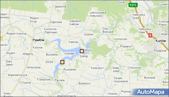 mapa Wióry, Wióry na mapie Targeo