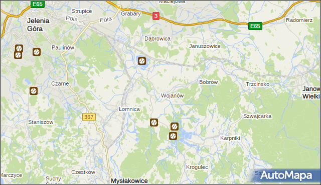 mapa Wojanów, Wojanów na mapie Targeo