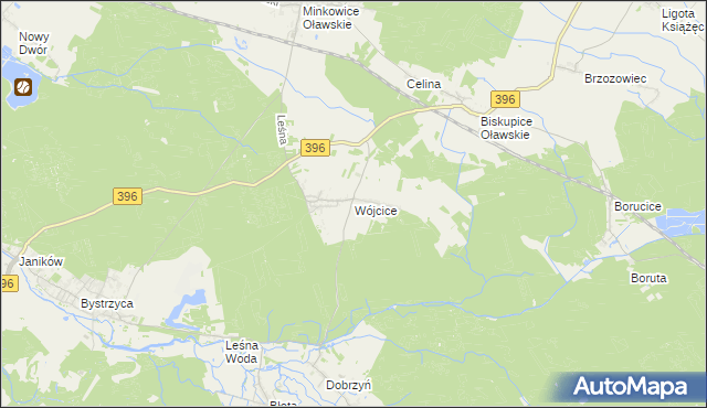 mapa Wójcice gmina Jelcz-Laskowice, Wójcice gmina Jelcz-Laskowice na mapie Targeo