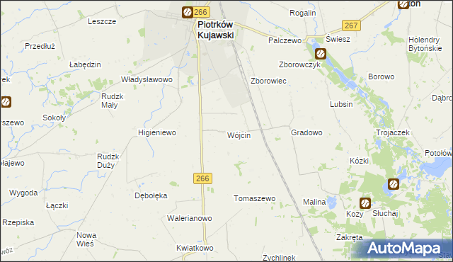 mapa Wójcin gmina Piotrków Kujawski, Wójcin gmina Piotrków Kujawski na mapie Targeo