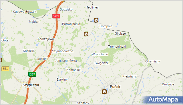 mapa Wojciuliszki, Wojciuliszki na mapie Targeo