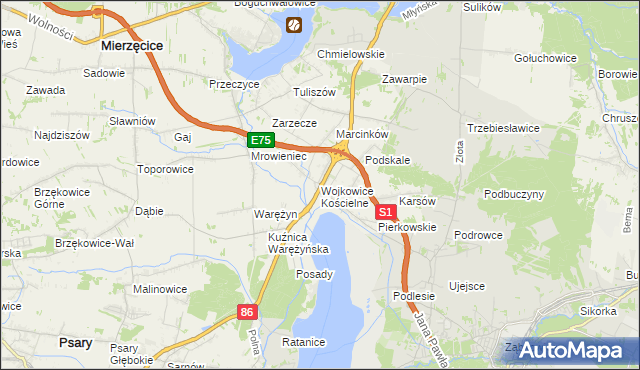 mapa Wojkowice Kościelne, Wojkowice Kościelne na mapie Targeo