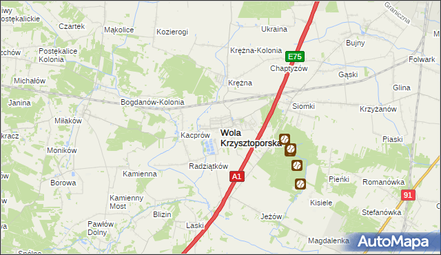 mapa Wola Krzysztoporska, Wola Krzysztoporska na mapie Targeo