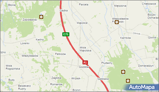 mapa Wola Mąkolska, Wola Mąkolska na mapie Targeo