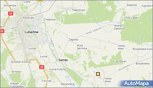 mapa Wola Sernicka, Wola Sernicka na mapie Targeo