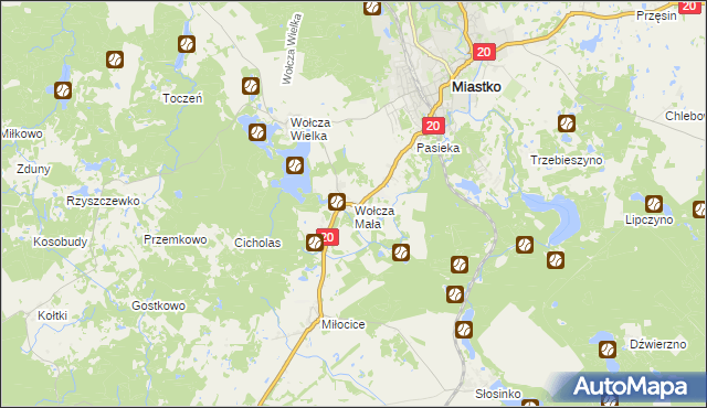 mapa Wołcza Mała, Wołcza Mała na mapie Targeo