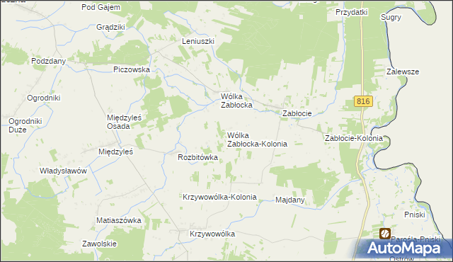 mapa Wólka Zabłocka-Kolonia, Wólka Zabłocka-Kolonia na mapie Targeo