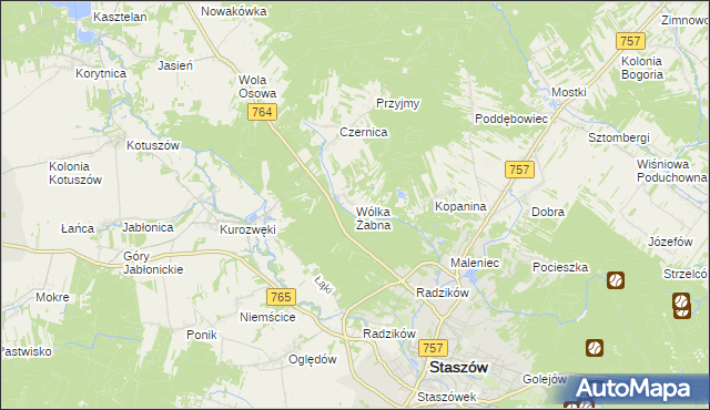 mapa Wólka Żabna, Wólka Żabna na mapie Targeo