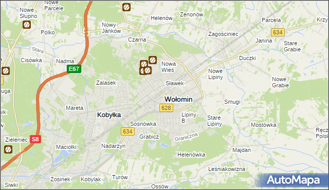 mapa Wołomin, Wołomin na mapie Targeo