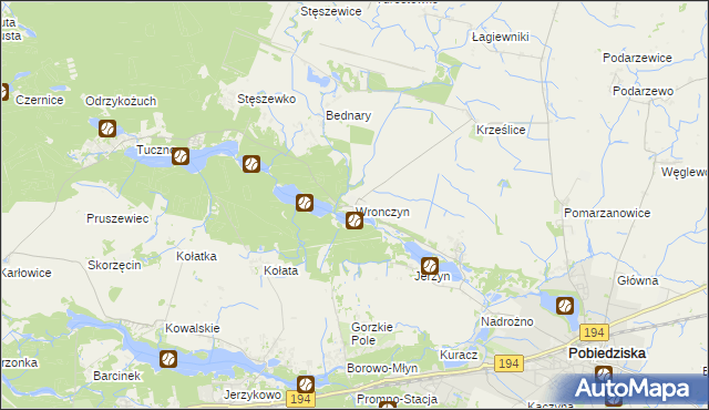 mapa Wronczyn gmina Pobiedziska, Wronczyn gmina Pobiedziska na mapie Targeo