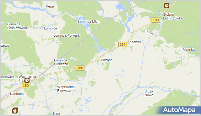 mapa Wrząca gmina Trzcianka, Wrząca gmina Trzcianka na mapie Targeo