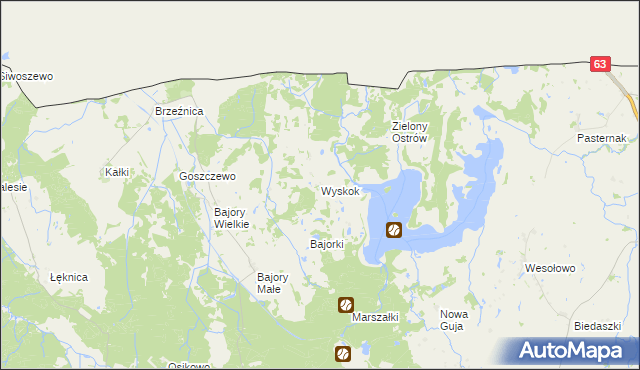 mapa Wyskok gmina Srokowo, Wyskok gmina Srokowo na mapie Targeo