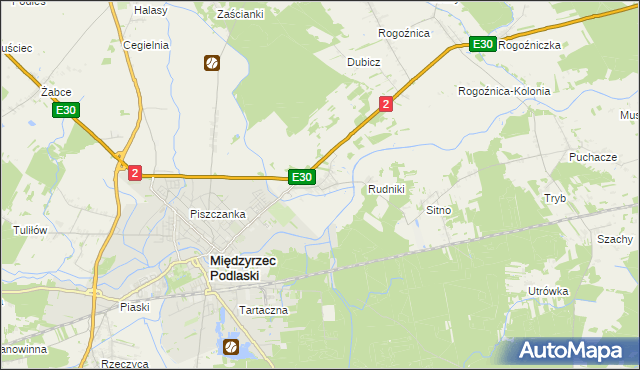 mapa Wysokie gmina Międzyrzec Podlaski, Wysokie gmina Międzyrzec Podlaski na mapie Targeo