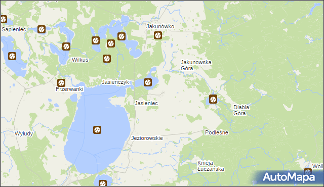 mapa Żabinka gmina Kruklanki, Żabinka gmina Kruklanki na mapie Targeo