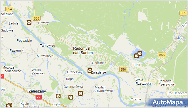 mapa Żabno gmina Radomyśl nad Sanem, Żabno gmina Radomyśl nad Sanem na mapie Targeo