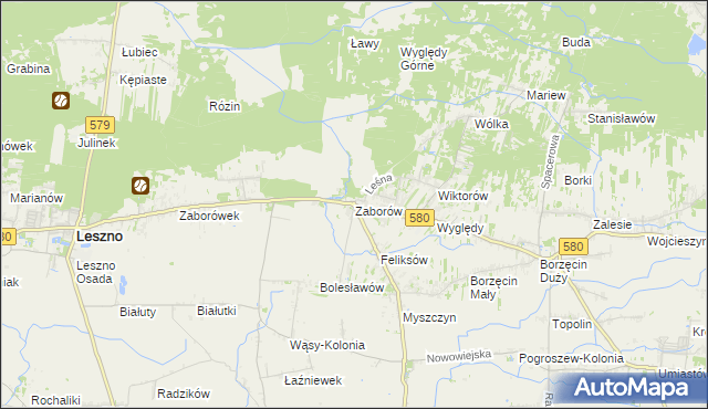 mapa Zaborów gmina Leszno, Zaborów gmina Leszno na mapie Targeo