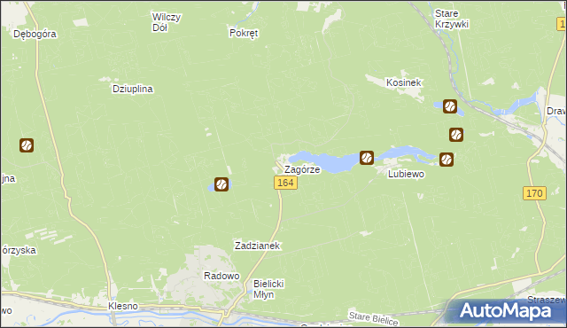 mapa Zagórze gmina Drezdenko, Zagórze gmina Drezdenko na mapie Targeo