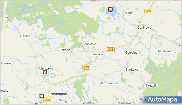 mapa Zaleskie gmina Ustka, Zaleskie gmina Ustka na mapie Targeo