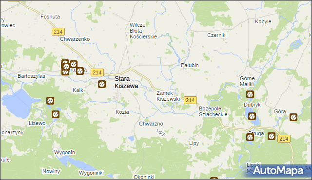 mapa Zamek Kiszewski, Zamek Kiszewski na mapie Targeo