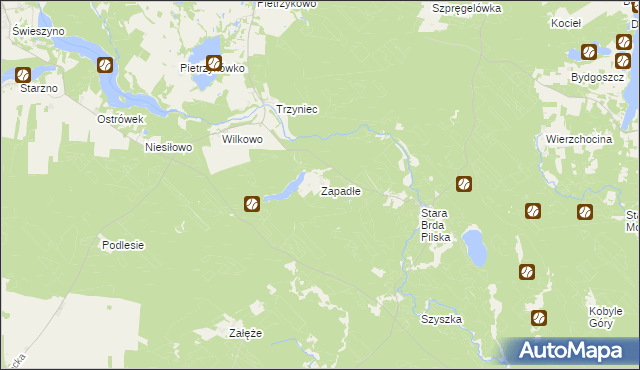 mapa Zapadłe gmina Koczała, Zapadłe gmina Koczała na mapie Targeo