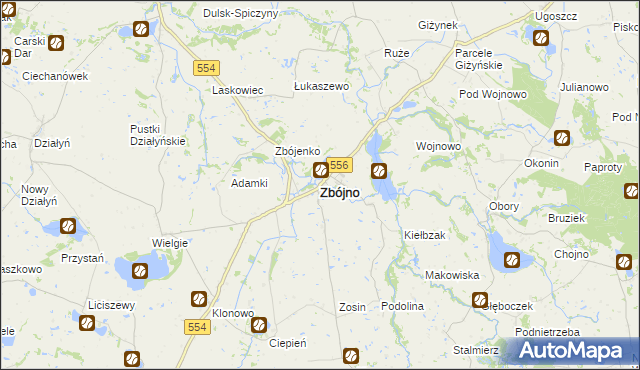 mapa Zbójno powiat golubsko-dobrzyński, Zbójno powiat golubsko-dobrzyński na mapie Targeo