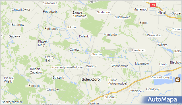 mapa Zborów gmina Solec-Zdrój, Zborów gmina Solec-Zdrój na mapie Targeo