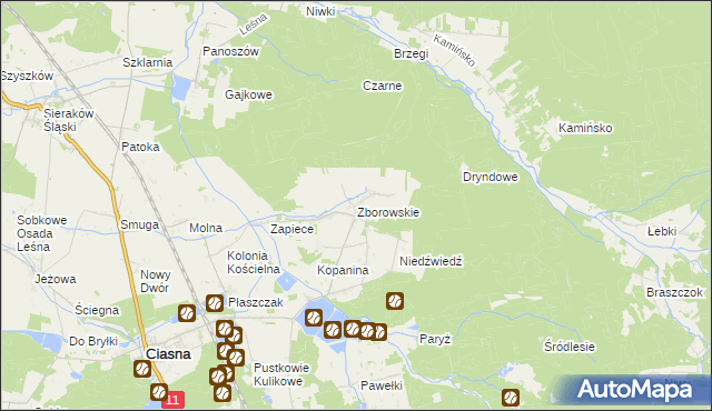 mapa Zborowskie gmina Ciasna, Zborowskie gmina Ciasna na mapie Targeo