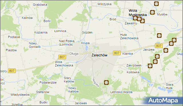 mapa Żelechów powiat garwoliński, Żelechów powiat garwoliński na mapie Targeo